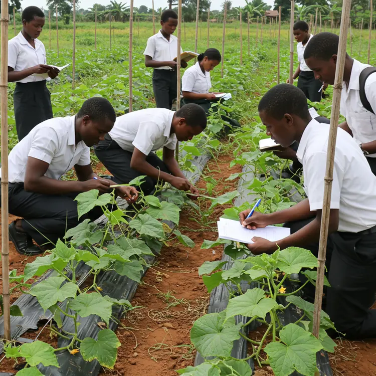 students on the farm
