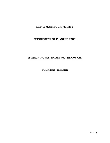 Field Crops Production course handout